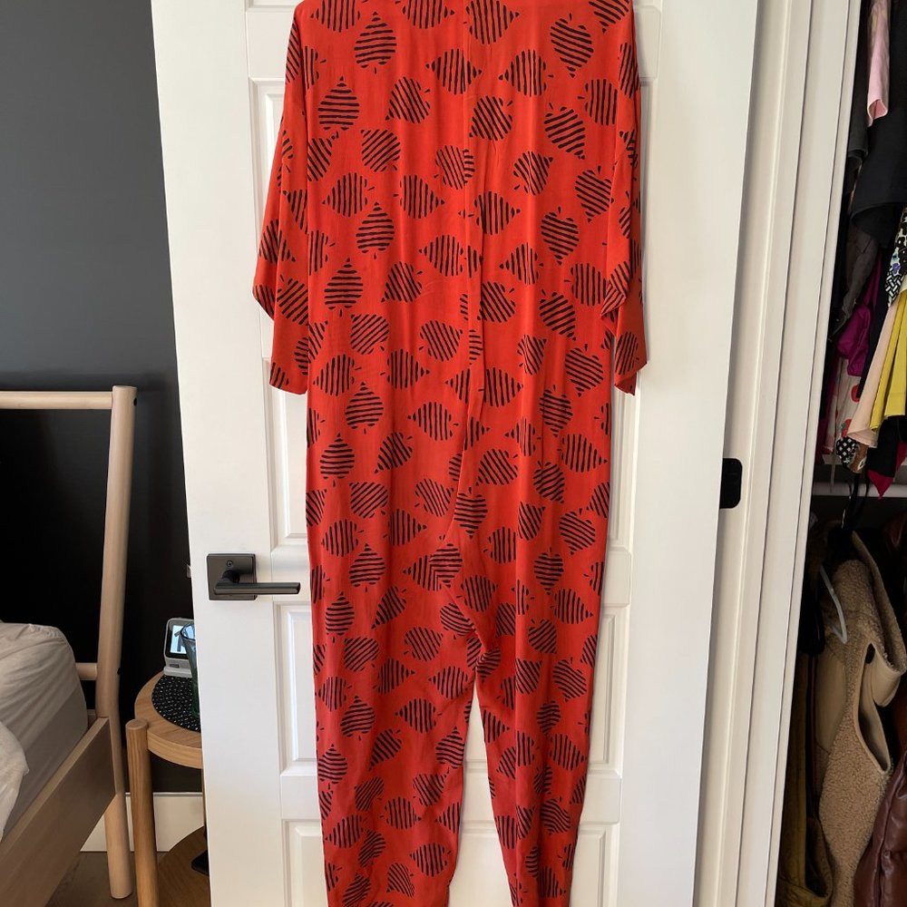 Cienne NY Silk Jumpsuit - Sz M Poppy Red - Picture 2 of 10